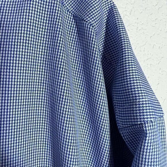Brooks Brothers Mens Blue‎ Micro Houndstooth Shirt Button Down Classic Size 17.5 - Picture 3 of 5